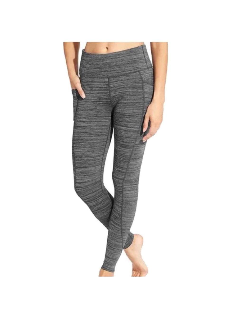 Athleta Chaturanga High Rise Heathered Charcoal Gray Space Dye Leggings Size S